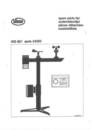 Vicon Weather Station WS801 Serie 24503 Parts Manual