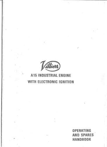 Villiers Industrial Engine A15 Operators Manual with Parts List - A 15
