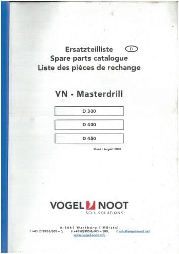 Vogel & Noot Masterdrill D300 D400 D450 Parts Manual