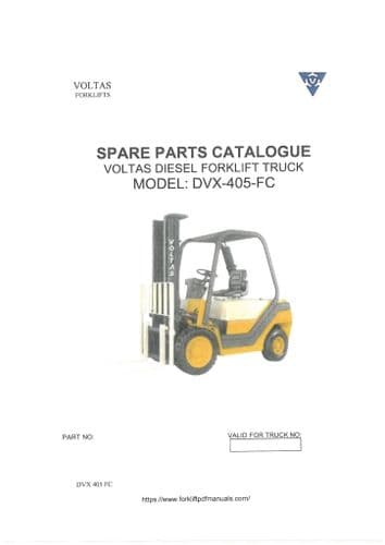 Voltas Forklift Truck DVX 405 FC Parts Manual
