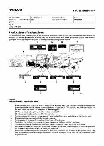 Volvo Articulated Dumper A25D A30D Workshop Service Manual  - PDF ONLY