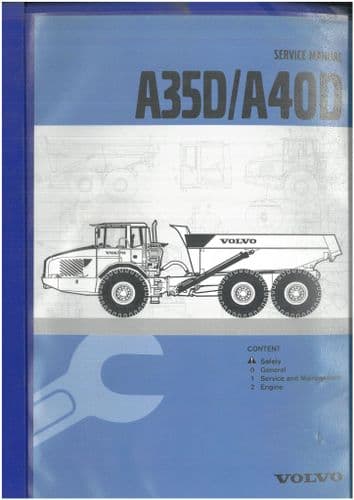 Volvo Articulated Dumper A35D & A40D Workshop Service Manual  - PDF ONLY
