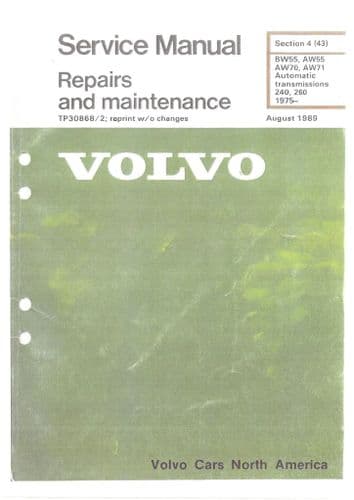 Volvo Engine BW55 AW55 AW70 AW71 Workshop Service Manual