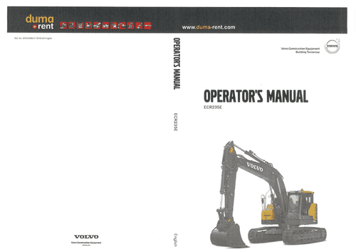 Volvo Excavator ECR235E Operatos Manual