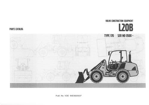 Volvo Loader L20B Type 170 Parts Manual L20 B L 20B