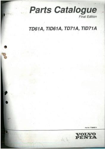 Volvo Penta Engine TD61A TID61A TD71A TID71A Parts Manual
