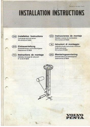 Volvo Penta Fuel Guage & Fuel Sensor Installation Instruction Manual