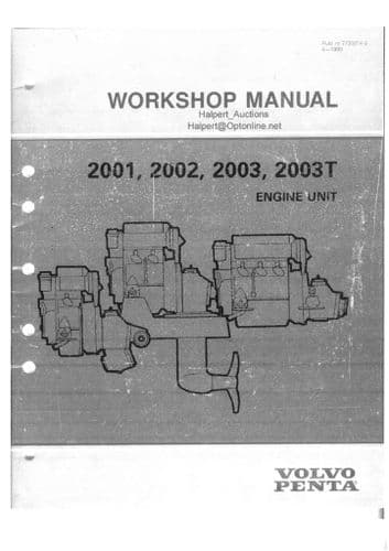 Volvo Penta Marine Diesel Engine 2001 2002 2003 2003T Workshop Service Manual