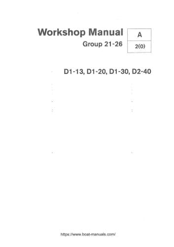 Volvo Penta Marine Diesel Engine D1-13 D1-20 D1-30 D2-40 Workshop Service Manual