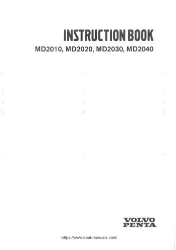 Volvo Penta Marine Engine MD2010 MD2020 MD2030 MD2040 Operators Manual