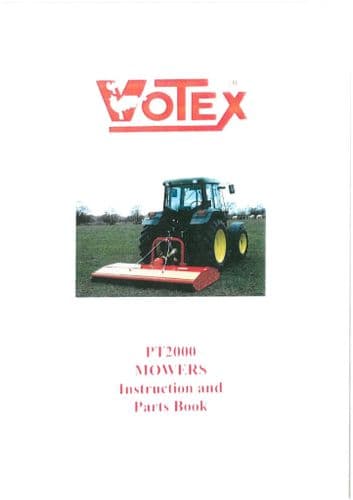 Votex Mower Pasture Topper PT2000 Opertotrs Manual and Spare Parts List