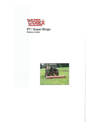 Votex Rotary Mower Pasture Topper PT Super Bingo Operators Manual and Spare Parts List