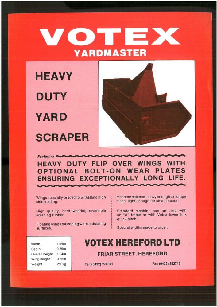 Votex Yardmaster Heavy Duty Yard Scraper Brochure
