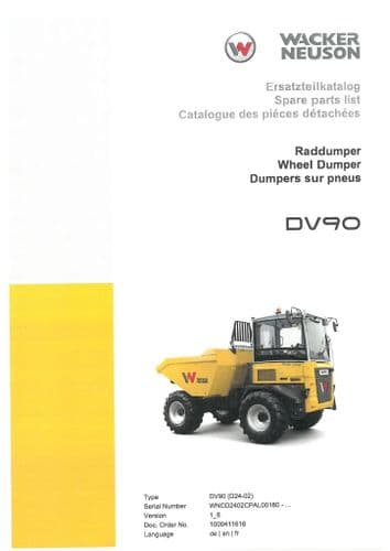 Wacker Neuson Compact Dumper  DV90 Parts  Manual