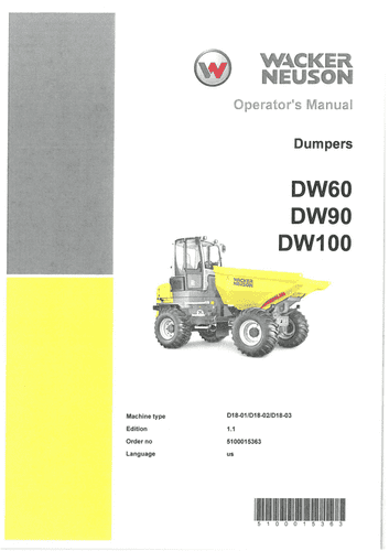 Wacker Neuson Dumper DW60 DW90 DW100 Operators Manual