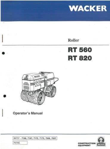 Wacker Neuson Roller RT560 RT820 Operators Manual RT 560 820
