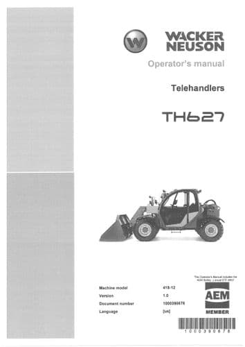 Waker Neuson Telehandler TH627 Operators Manual