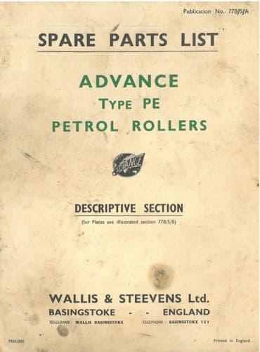 Wallis & Steevens Advance Petrol Roller Type PE Parts Manual