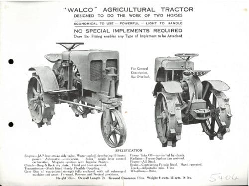Wallis Walco Tractor Brochure