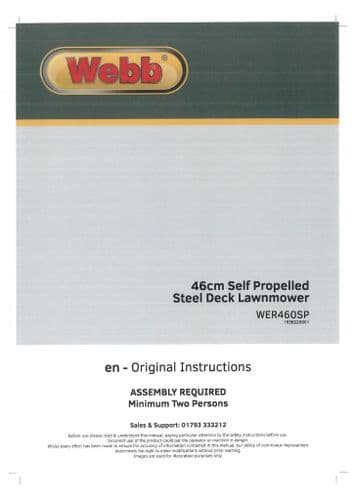 Webb Self Propelled Steel Deck Lawn Mower 46cm Operators Manual and Spare Parts List