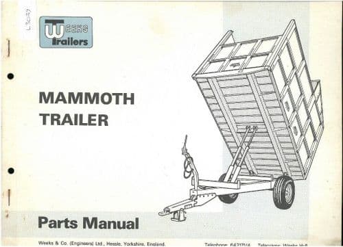 Weeks Mammoth Trailer Parts Manual