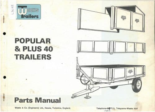 Weeks Popular & Plus 40 Trailer Parts Manual