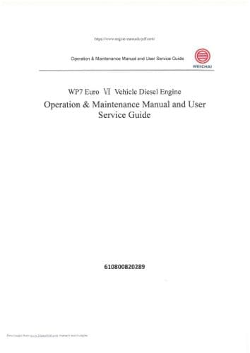 Weichai Baudouin Diesel Engine WP7 Euro Operators Manual