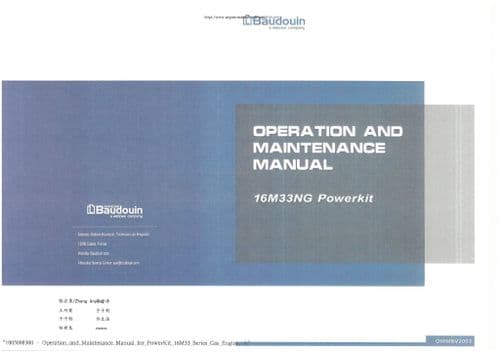 Weichai Baudouin Engine 16M33NG Powerkit Operators Manual
