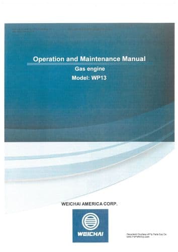 Weichai Baudouin Gas Engine WP13 Operators Manual