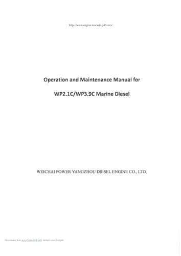 Weichai Baudouin Marine Diesel Engine WP2.1C WP3.9C Operators Manual