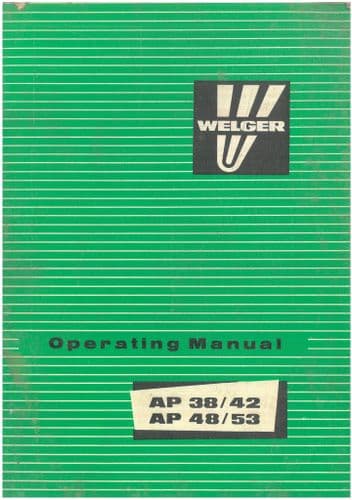 Welger Baler AP38 AP42 AP48 & AP53 Operators Manual - ORIGINAL