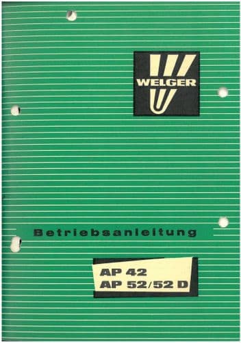 Welger Baler AP42 AP52 & AP52D Operators Manual