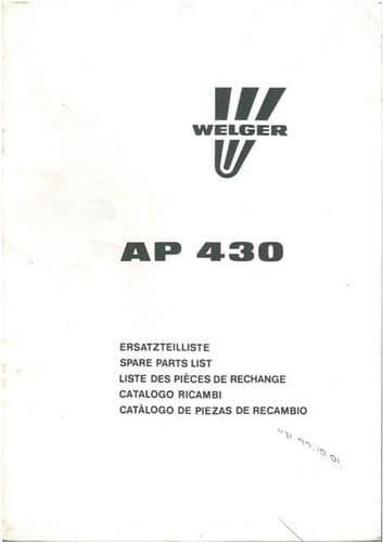 Welger Baler AP430 Parts Manual