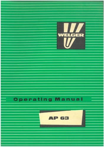 Welger Baler AP63 Operators Manual - ORIGINAL