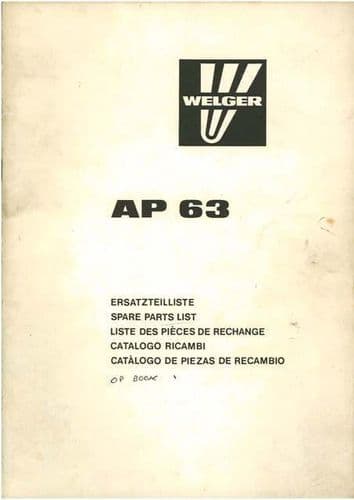 Welger Baler AP63 Parts Manual