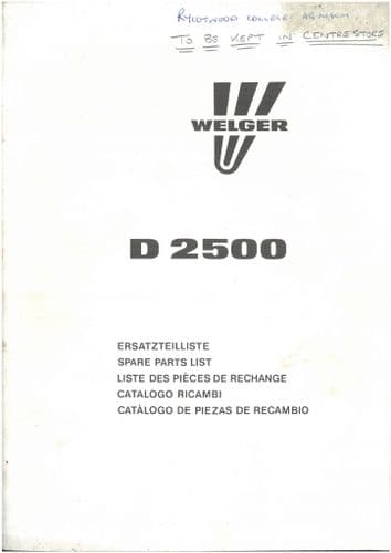 Welger Baler D2500 Parts Manual - D 2500 - IN GERMAN ONLY