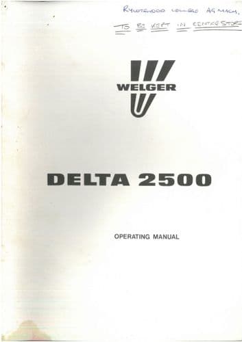 Welger Baler Delta 2500 Operators Manual