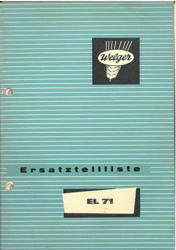 Welger Forage Wagon EL71 Parts Manual - In German Only