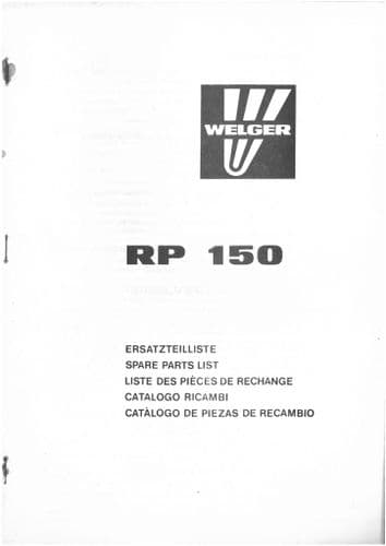Welger Round Baler RP150 Parts Manual - ORIGINAL