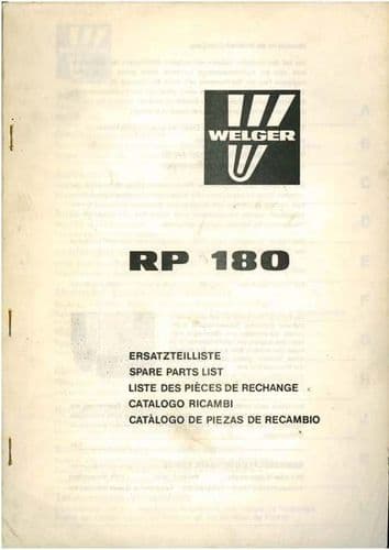 Welger Round Baler RP180 Parts Manual