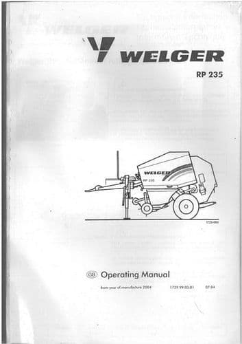 Welger Round Baler RP235 Operators Manual