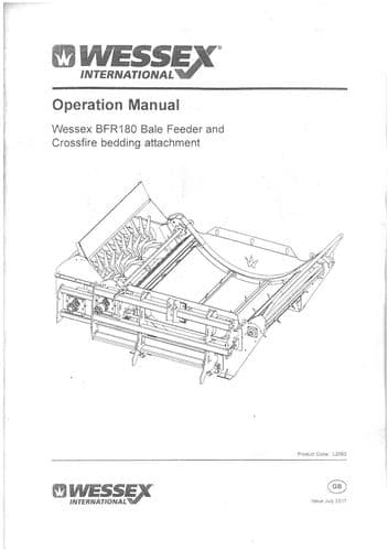 Wessex Bale Feeder & Crossfire Bedding Attachement BFR180 Operators Manual