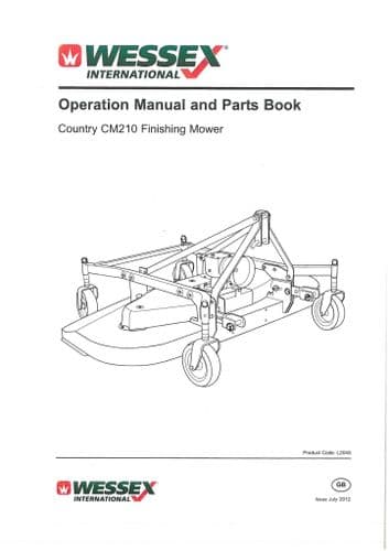 Wessex Country  Finishing Mower CM210 Operators Manual with Parts List