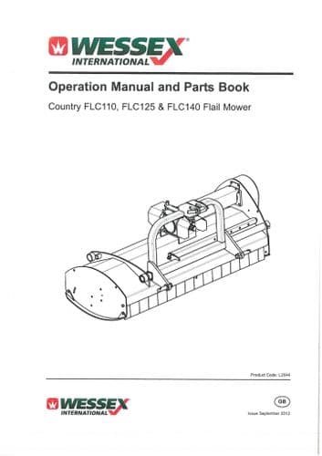 Wessex Country Flail Mower FLC110 FLC125 & FLC140 Operators Manual with Parts List FLC 110 125 140