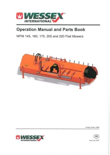 Wessex Flail Mower WFM 145 160 175 205 & 220 Operators Manual with Parts List
