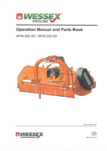 Wessex Flail Mower WFM200HD WFM225 HD Operators Manual and Spare Parts List