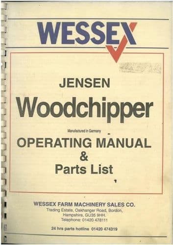 Wessex Jensen Woodchipper Operators Manual with Parts List