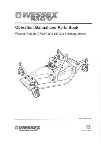 Wessex Proline Finishing Mower CR12/2 & CR12/4 Operators Manual with Parts List