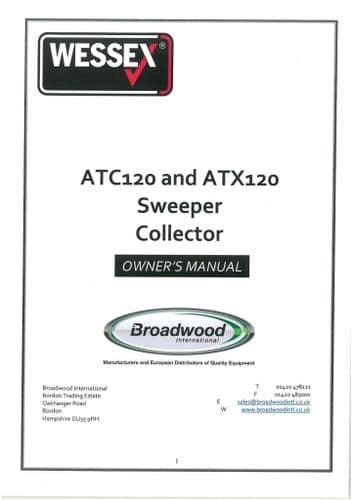 Wessex Sweeper Collector ATC120 & ATX120 for Quad Bike (ATV) Operators Manual with Parts List