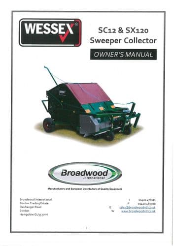Wessex Sweeper Collector SC12 & SX120 Operators Manual with Parts List SC SX 12 120